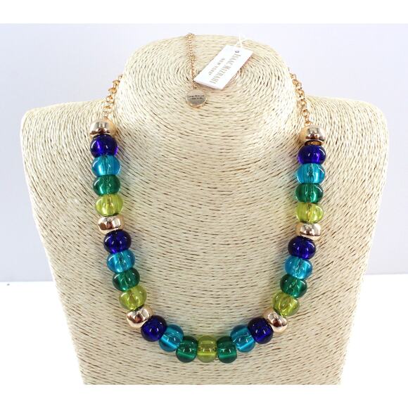 Isaac Mizrahi Gold Tone and Glass Bead Collar Necklace #MZ10 - Picture 2 of 2